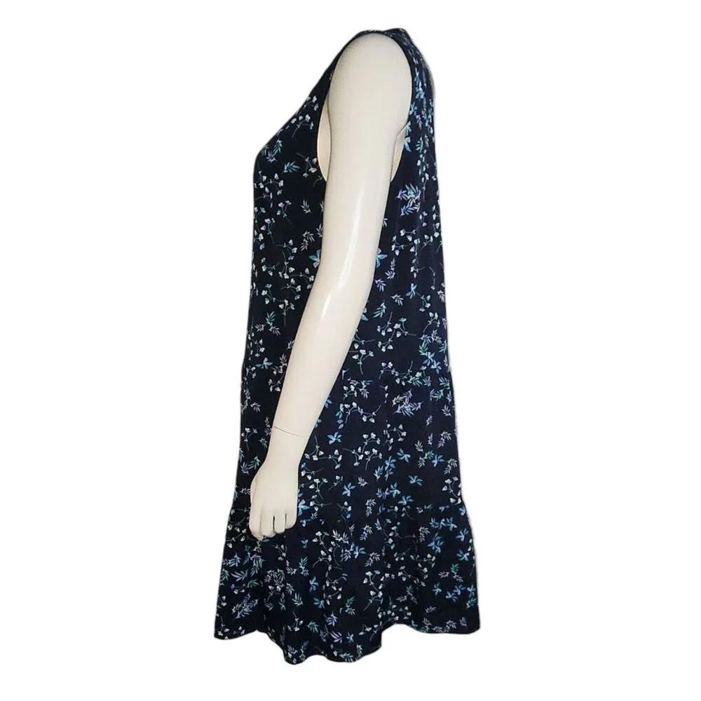Banana Republic Dress Womens Size L Large Blue Floral Button Front‎ Sleeveless